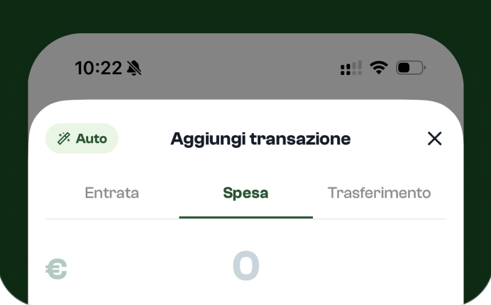 Schermata di Blin per aggiungere una transazione
